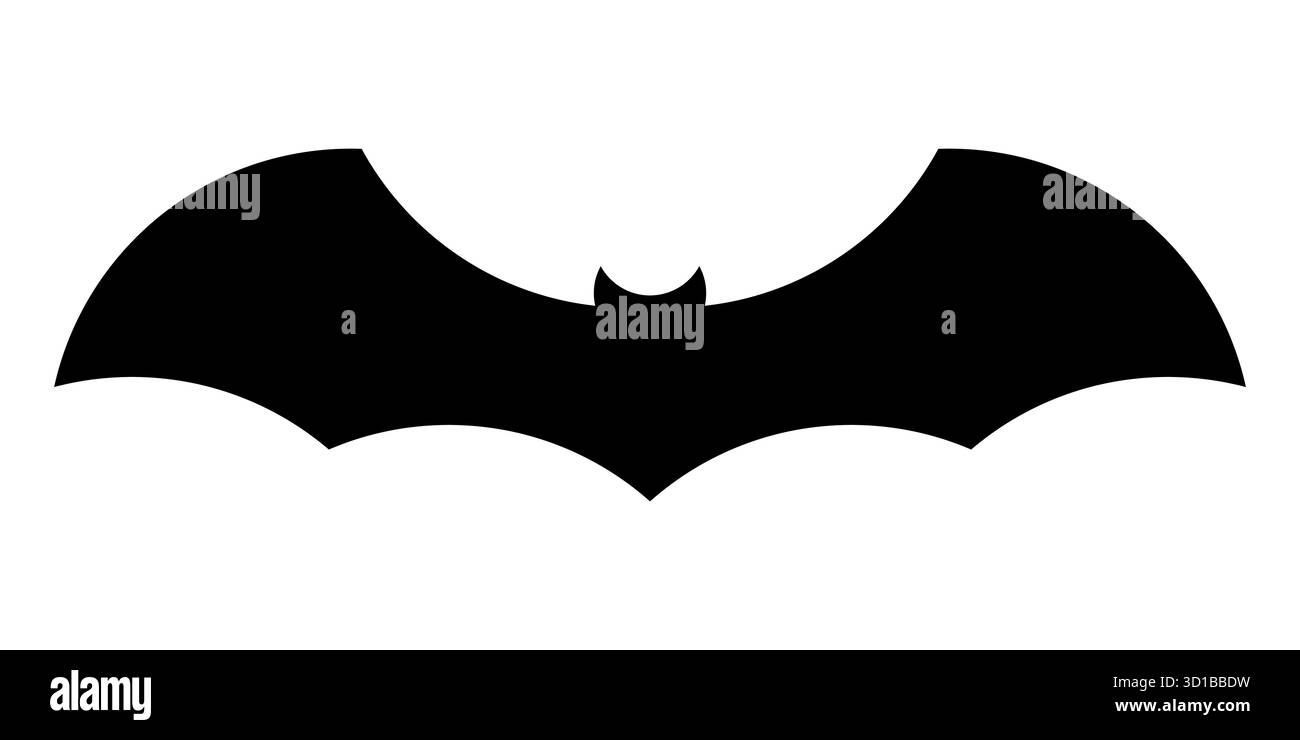 Bat, black and white vector silhouette shape illustration of flying bat ...