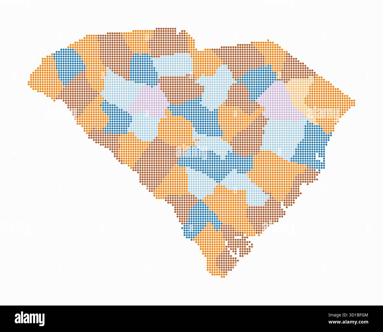 South Carolina dotted map. Digital style map of the state on white ...