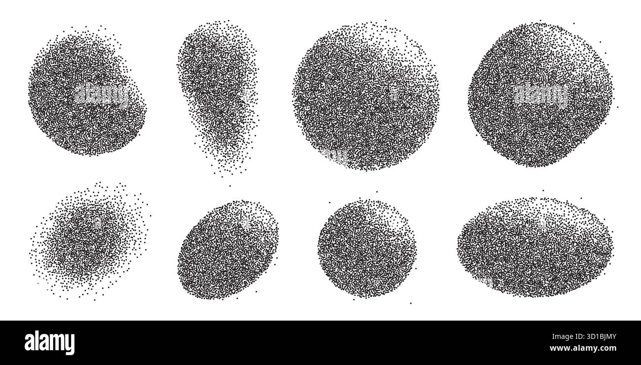 Black Grain Elements Set Pattern Background. Gritty noise gradient with splash effects for web bg.. Stock Vector