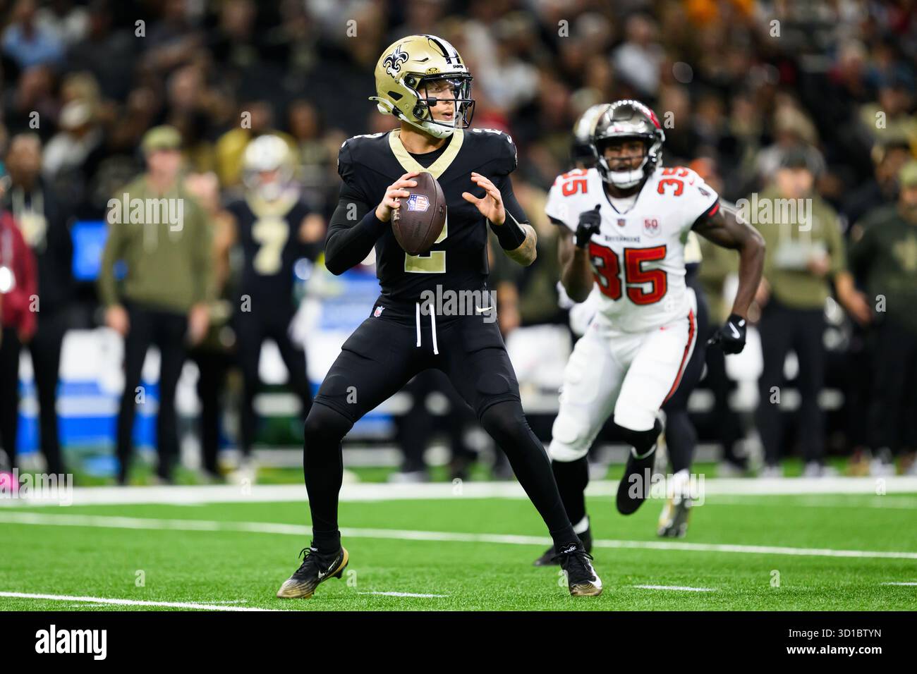 Scott Rattler New Orleans Saints quarterback Spencer Rattler (2) in the first half of ...