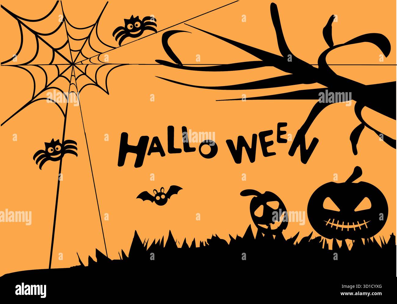 Halloween Greeting Card & Banner Set Stock Vector