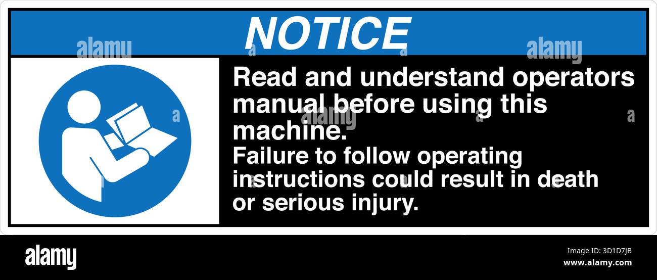 Notice Reference Users Manual Safety Sign – Refer to Instruction Manual reminds operators to read and ...