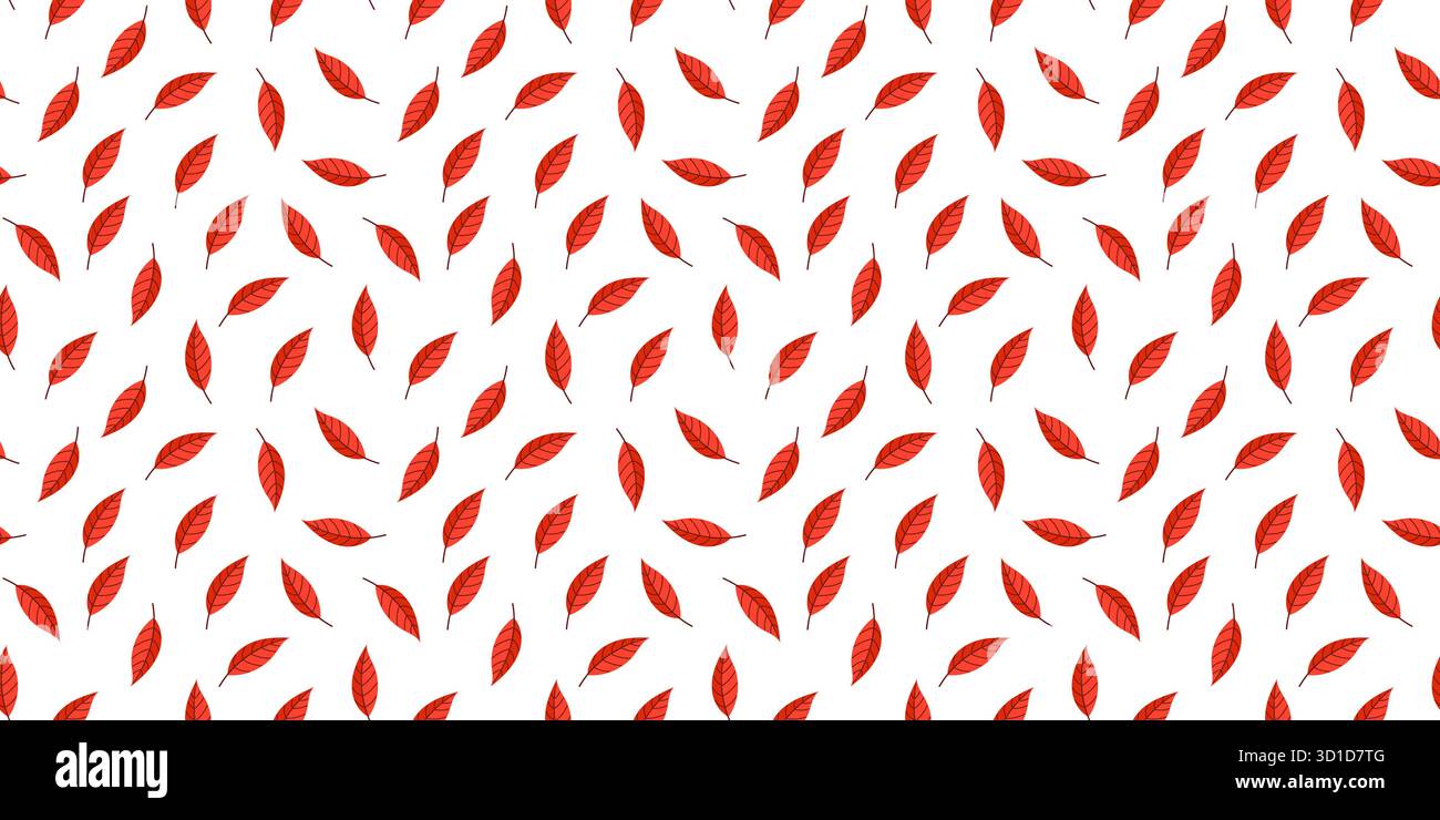 A Beautiful Seamless Red Leaf Pattern Set on a Crisp White Background ...