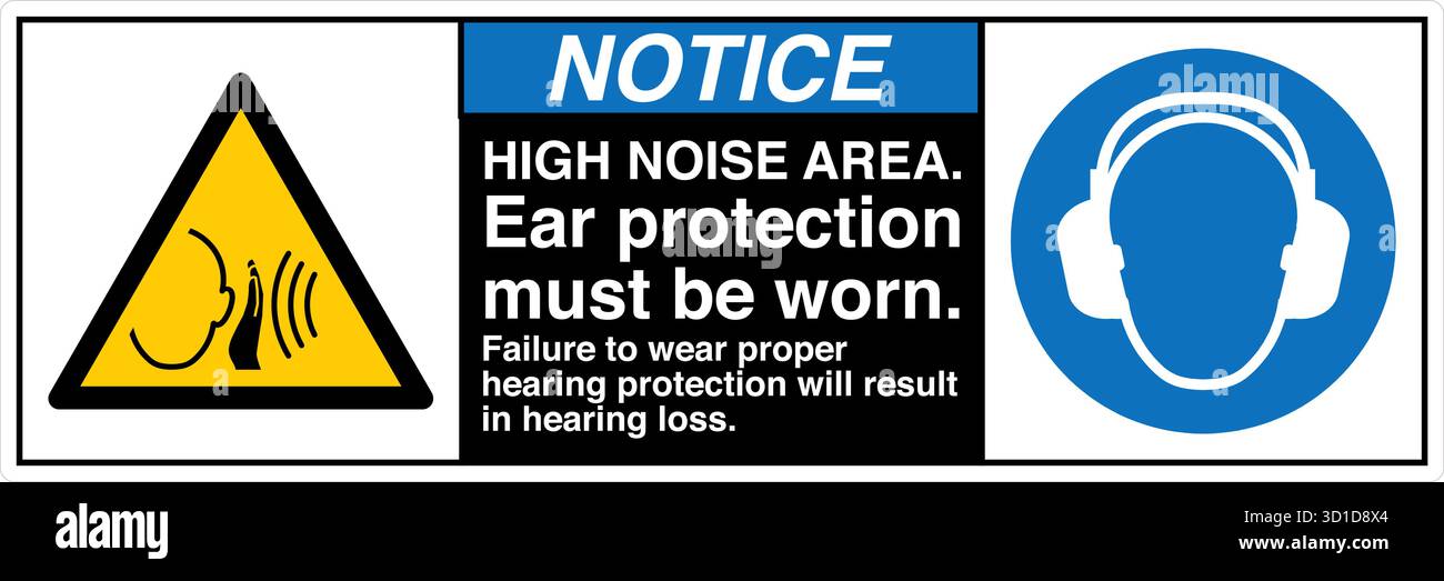 Safety Sign – Ear Protectors Must Be Worn indicates mandatory hearing ...
