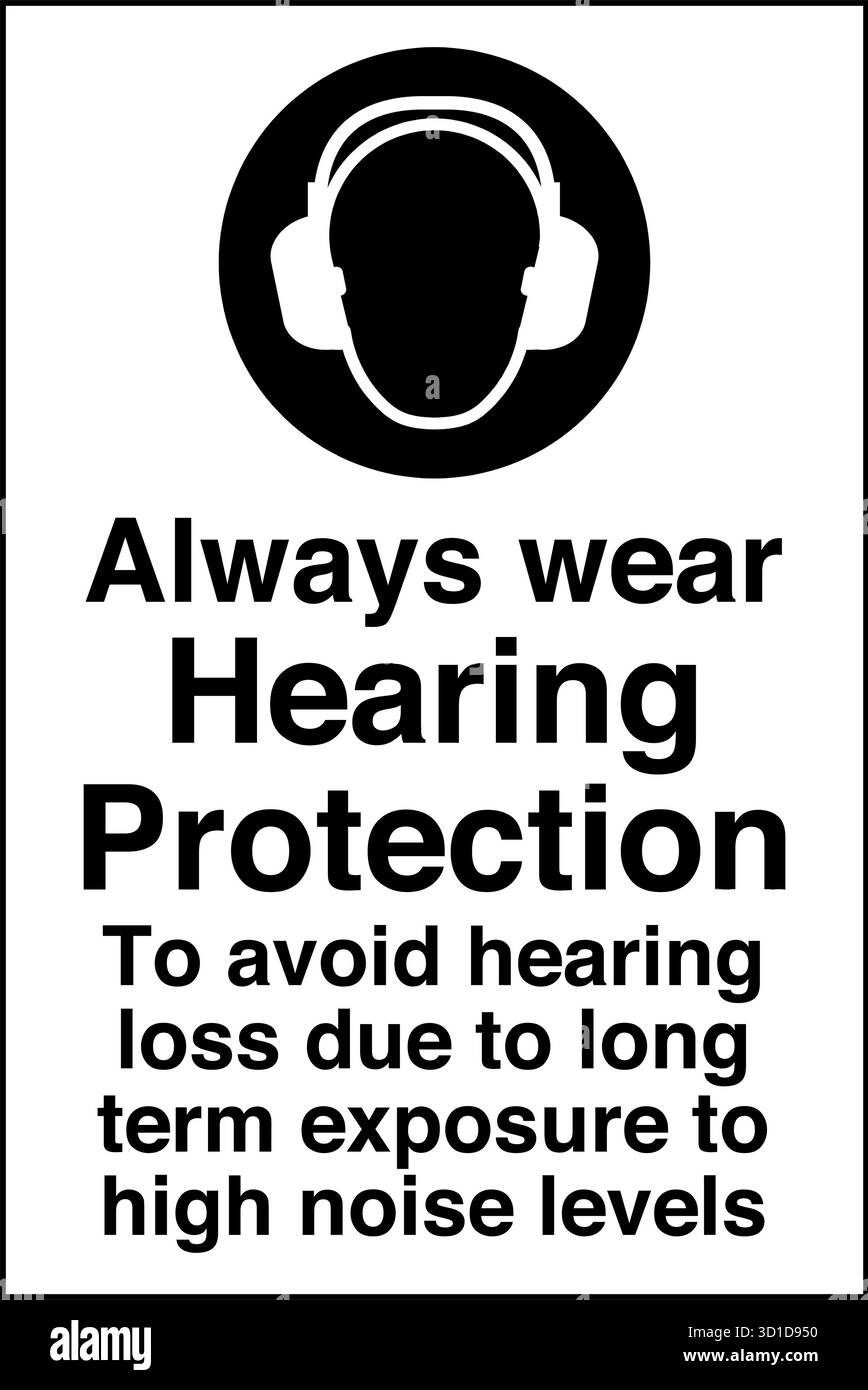 "Hearing Protection Must Be Worn" A4 Safety Sign - Rigid Plastic Mandatory PPE Sign For Workshops & Construction