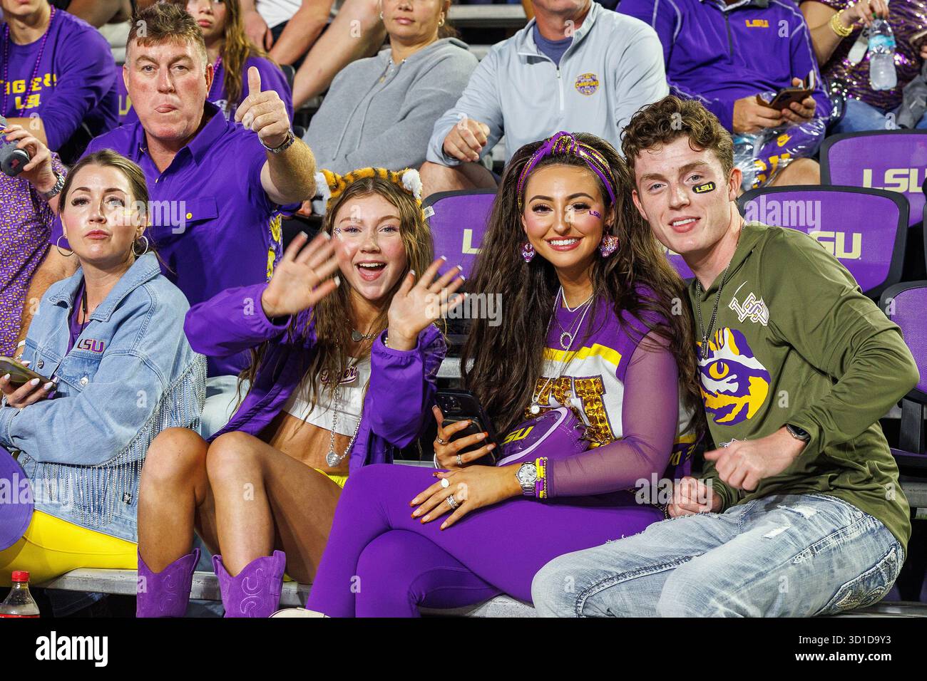 BATON ROUGE, LA - OCTOBER 25: LSU Tigers fans cheer from the stands ...