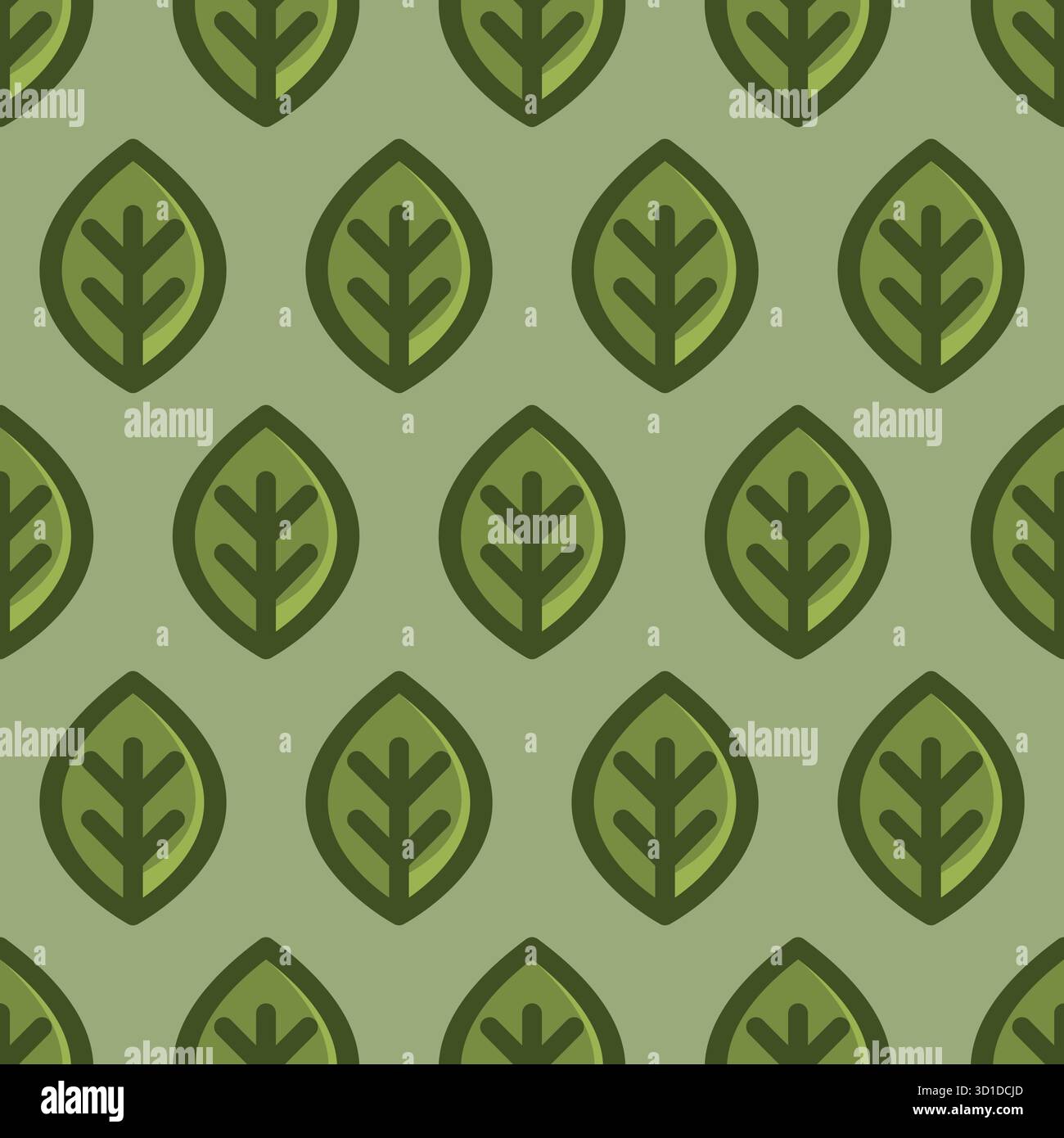 Leaf Seamless Pattern Design. Green Leaves Background Stock Vector