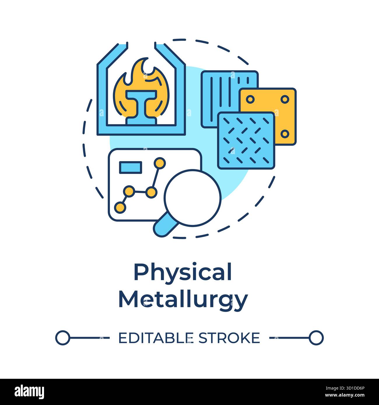 Physical metallurgy multi color concept icon Stock Vector