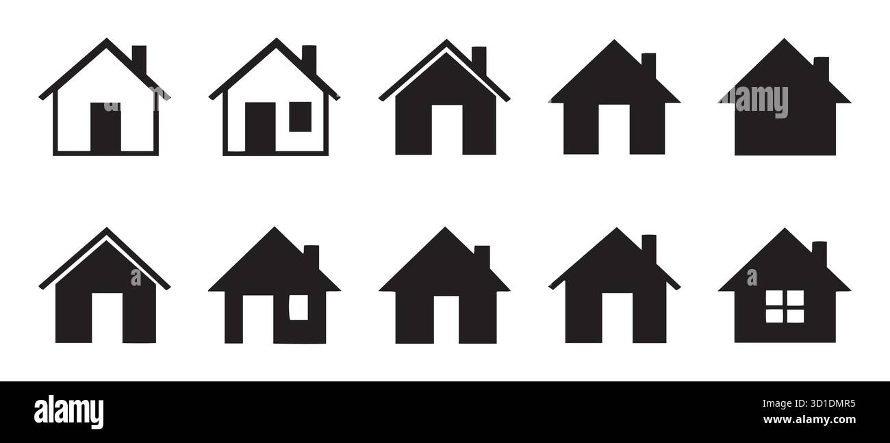 House Icons Set. Minimalist Architectural Silhouettes for Real Estate ...
