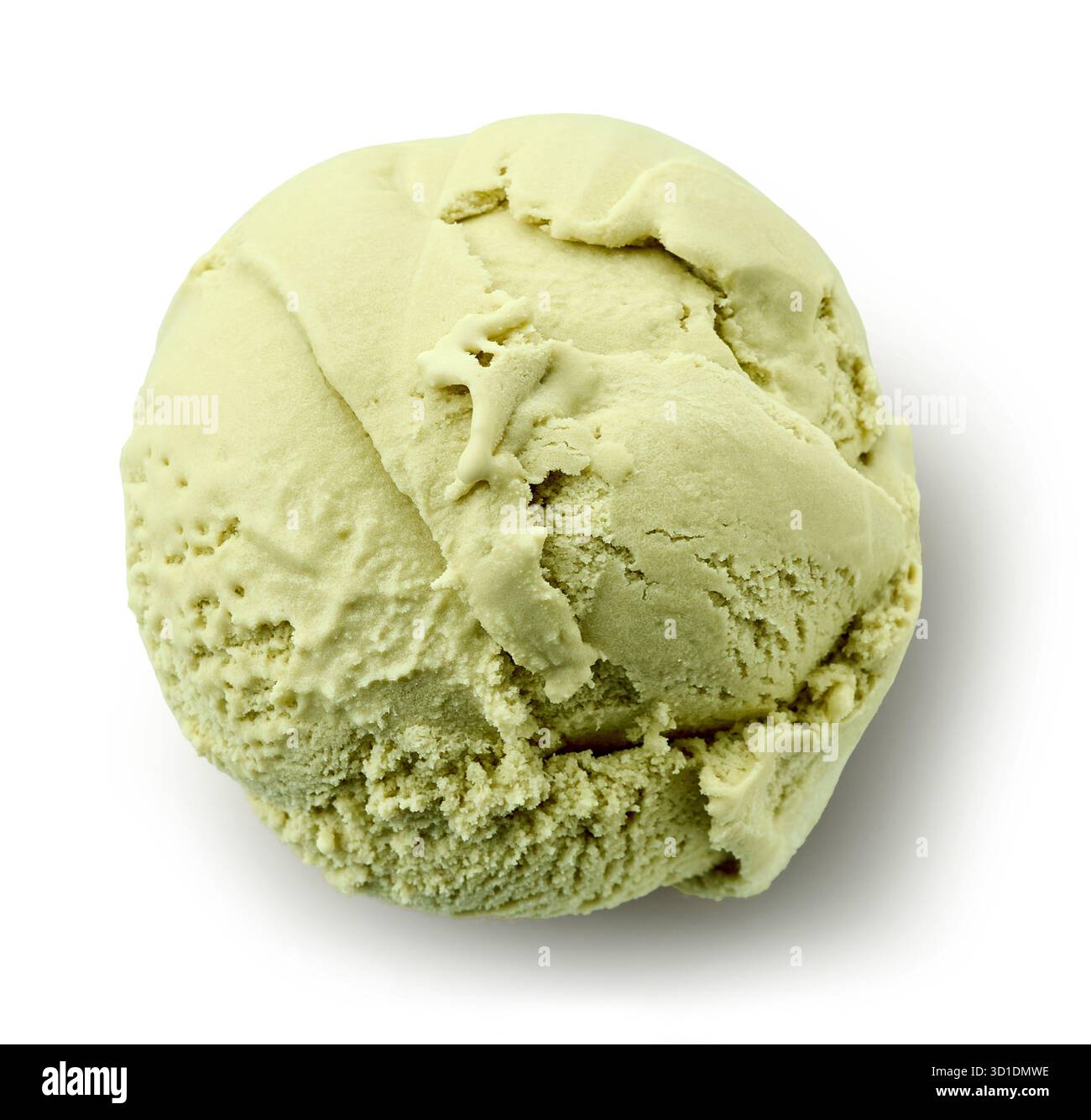 pistachio ice cream scoop isolated on white background, top view Stock ...