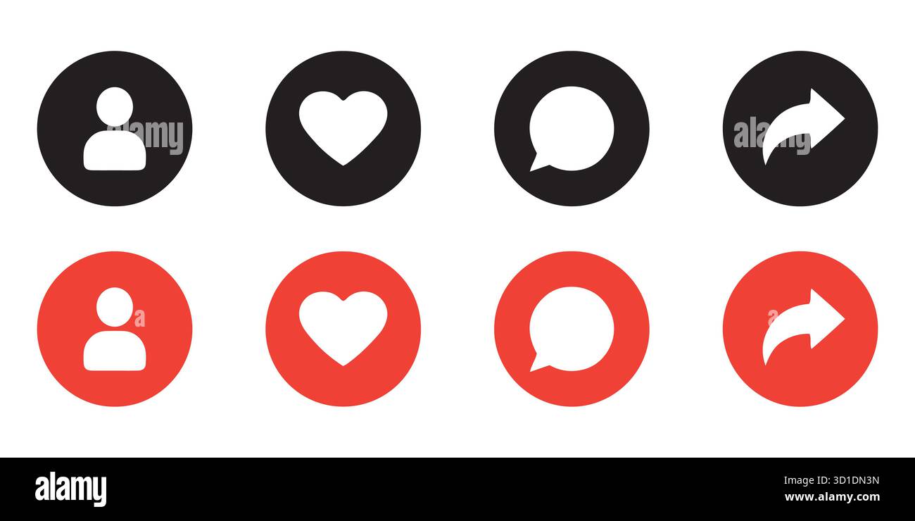 User Interface Icon Set. Profile, Heart, Chat, and Share Symbols in ...