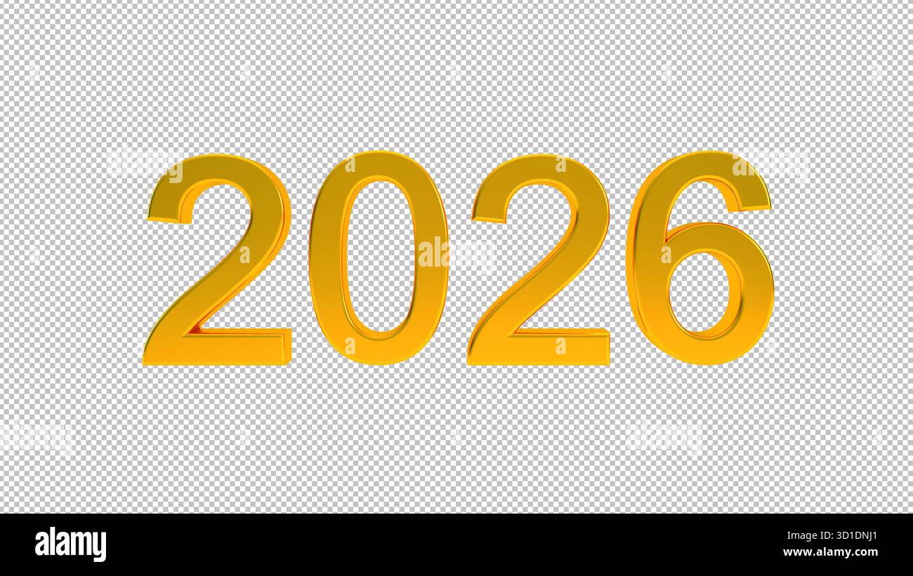 Happy new year 2026 3d gold hi-res stock photography and images - Alamy