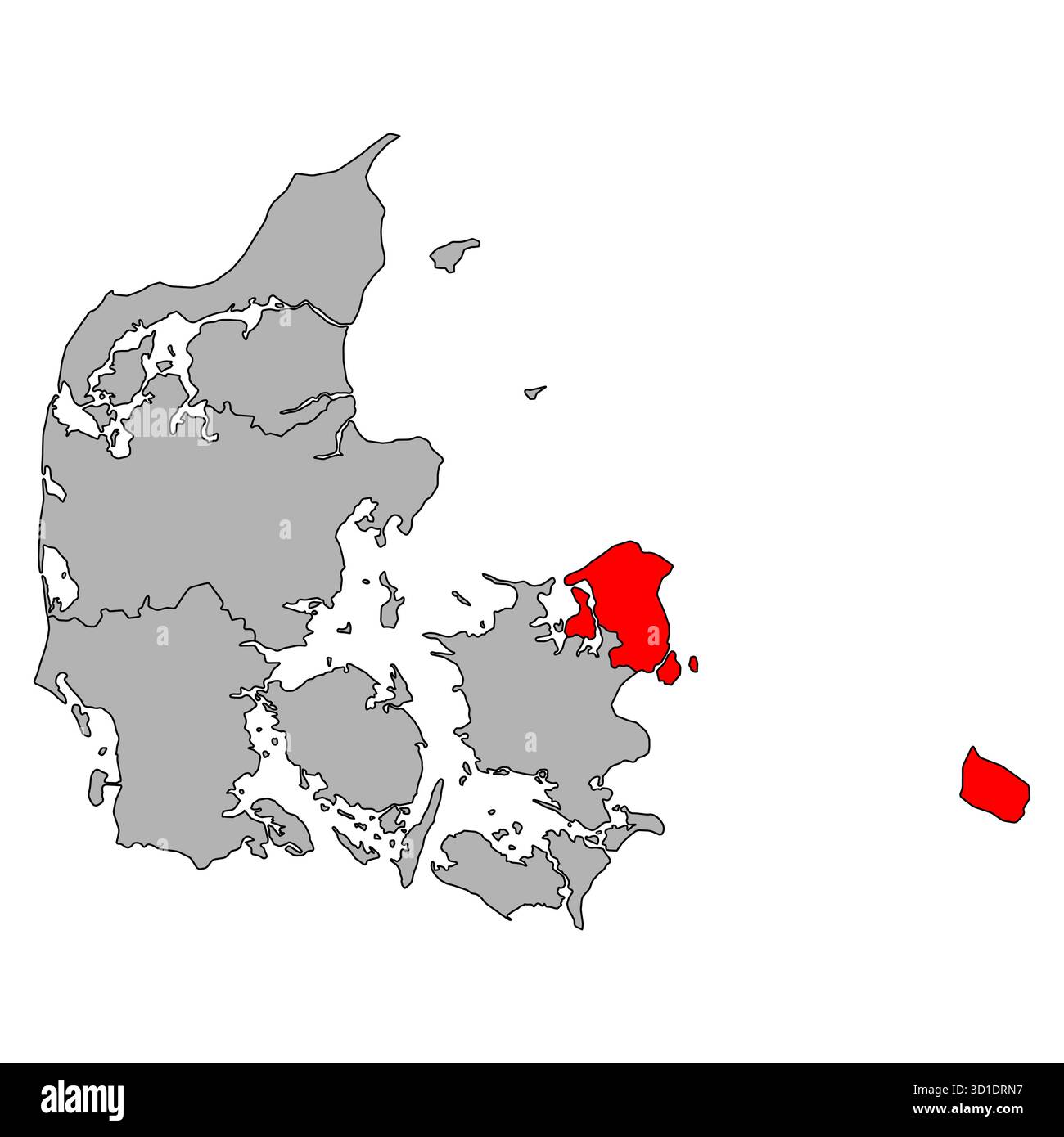 Capital Region of Denmark map shape, travel web flat concept icon ...