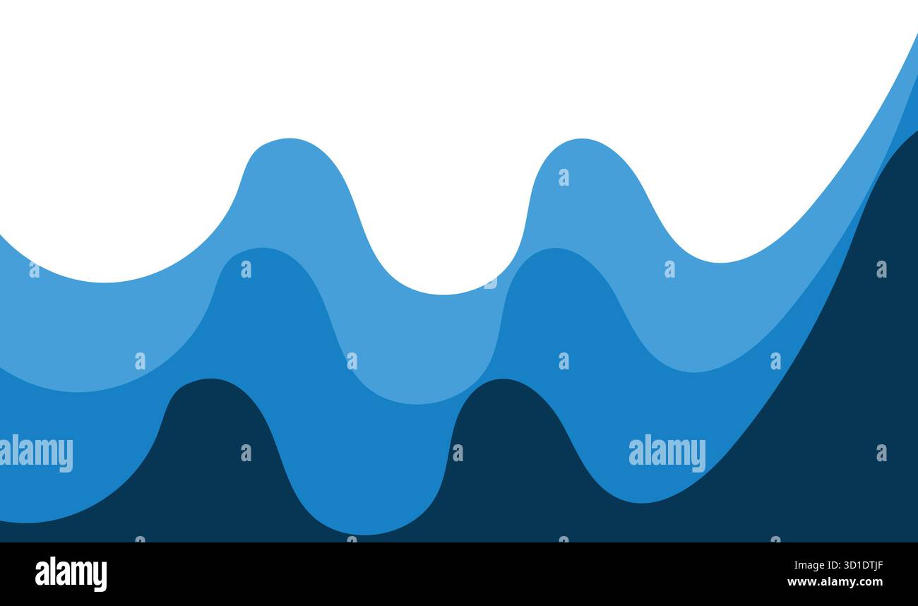 Blue Wave Layers – Abstract Gradient Ocean Curve Background Design ...