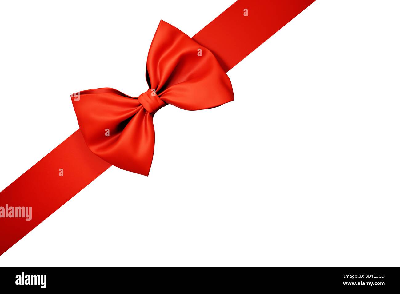 Red bow isolated on white background. Christmas present ribbon for gift decor. Stock Photo