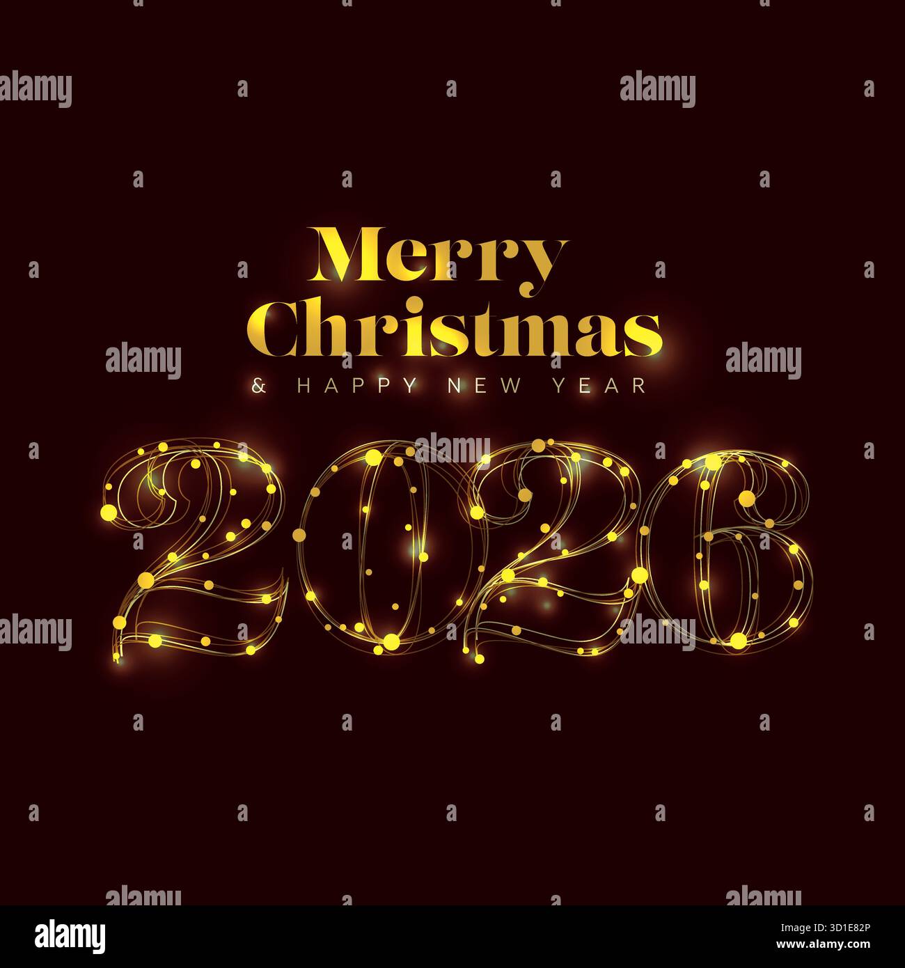 Elegant Merry Christmas Happy New Year 2026 Christmas Card Design Elegant Merry Christmas Happy New Year 2026 Christmas Card Design Template 2026 Numbers With Dazzling Golden Lights Creating A Sparkling And Joyfu 3D1E82P 