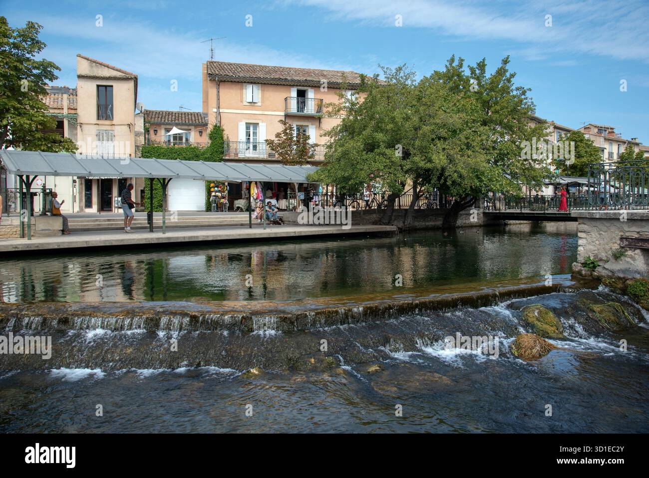 Former Lavoir, Public Wash Place & Weir on River Sorgue, L'Isle-sur-la-Sorgue Vaucluse Provence France Stock Photo