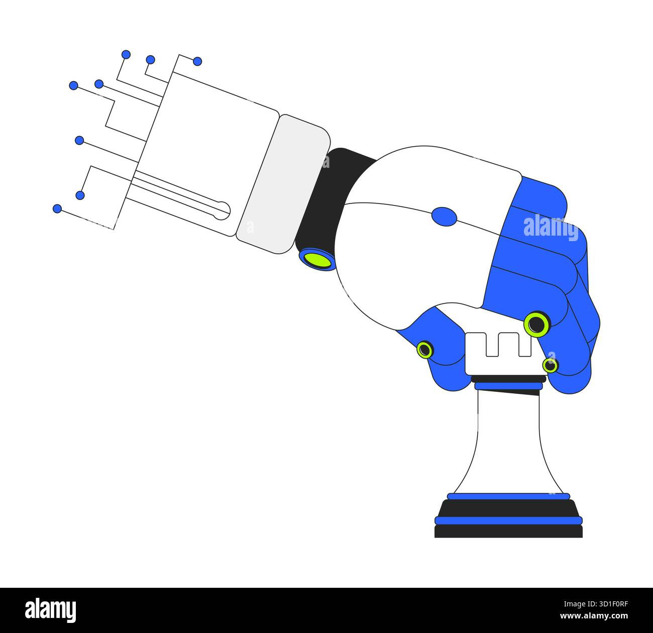 Robotic hand gripping rook chess piece vector illustration Stock Vector