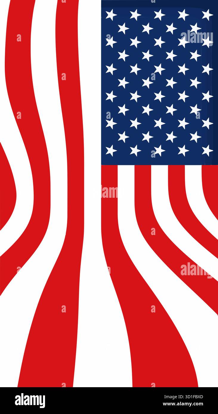 A USA flag is seen in a vector image. Stock Vector