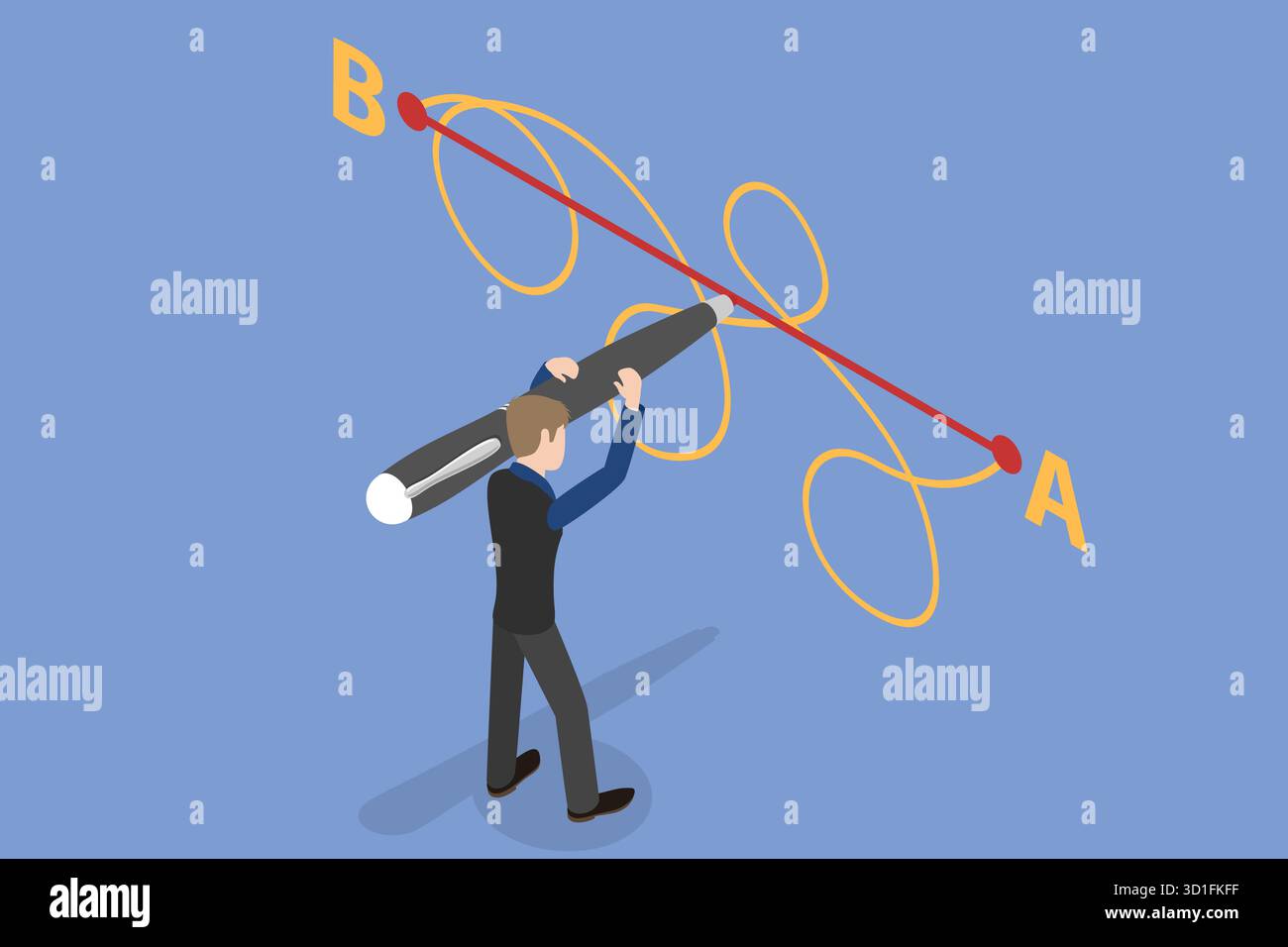 3D Isometric Flat Illustration of From Point A to Point B, Straight and ...