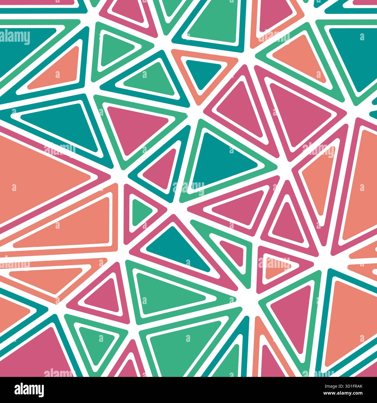 Minimal geometric background. Rounded solid shapes in frames. Big triangles size. Multicolored style. Repeatable pattern. Awesome vector tiles. Stock Vector