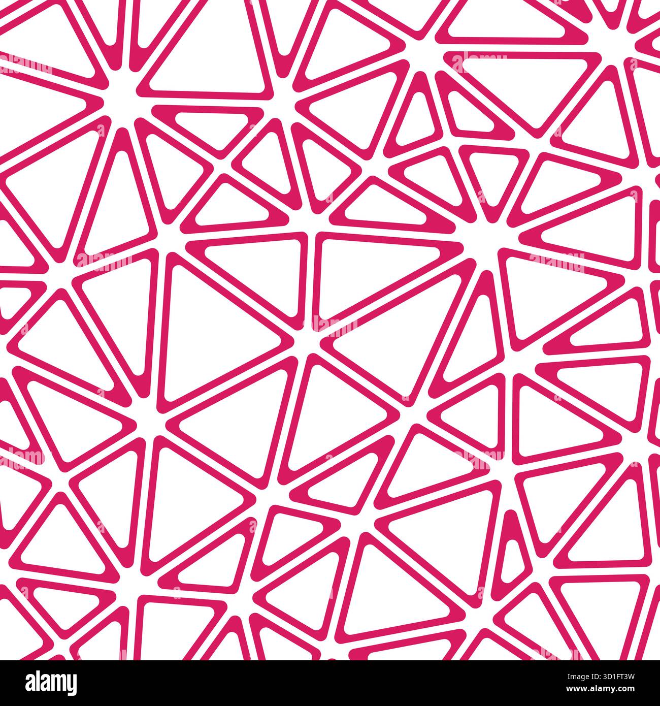 Triangular pattern background. Medium triangles size. Solid Color style. Rounded triangular cells outlined. Repeatable pattern. Flaming Coral. Stock Vector