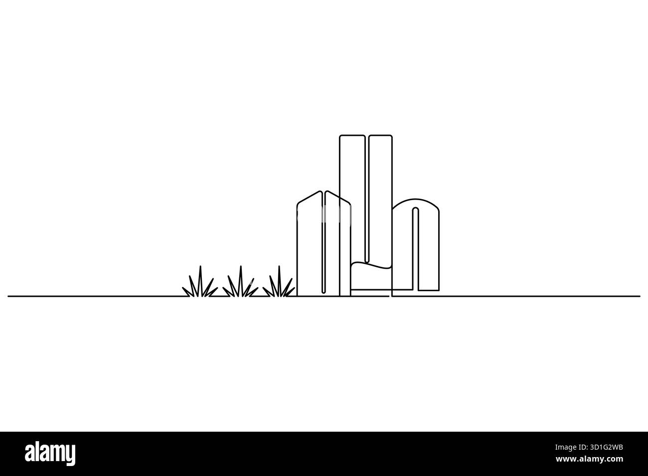 Office building minimalist continuous one line drawing of a modern art ...