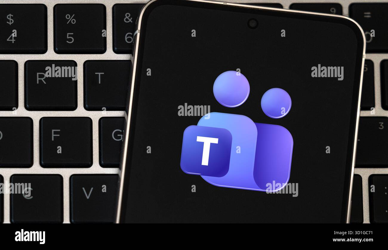 Microsoft Teams - Meetings and Team Collaboration application Stock Photo