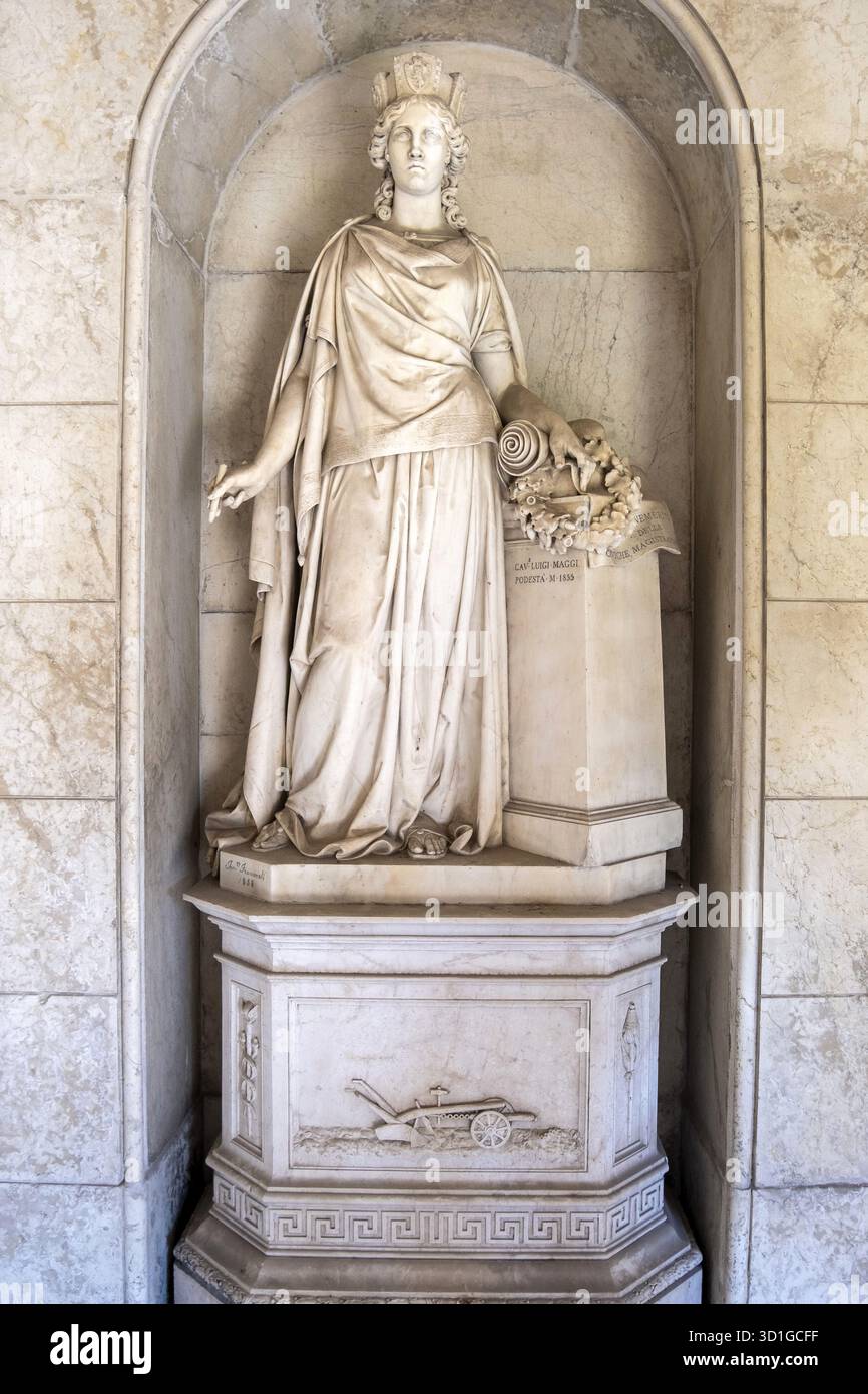 Full length marble sculpture of a crowned, draped female figure