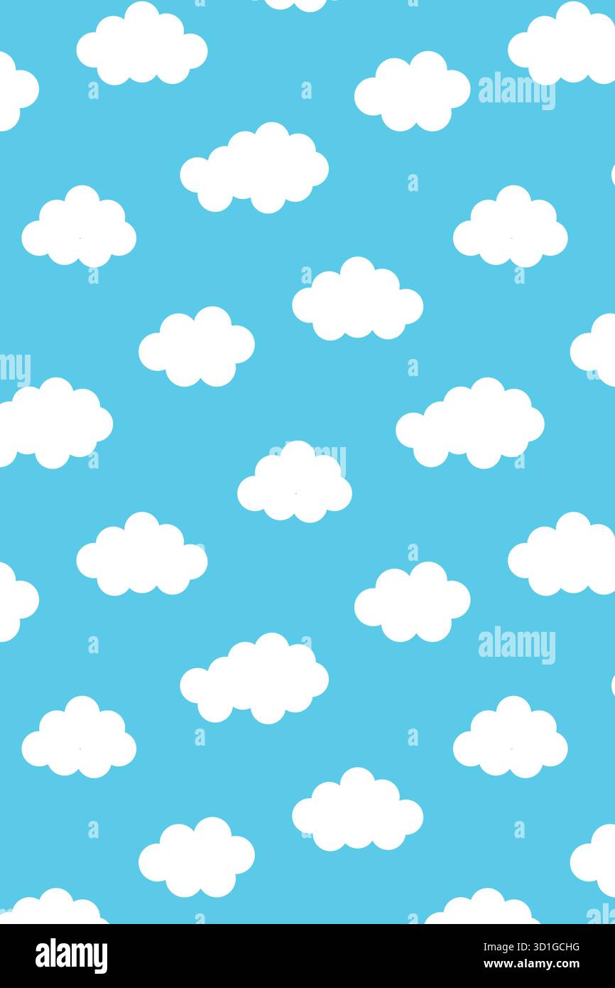 White clouds on a blue background. Isolated background. Flat-style vector pattern. Stock Vector