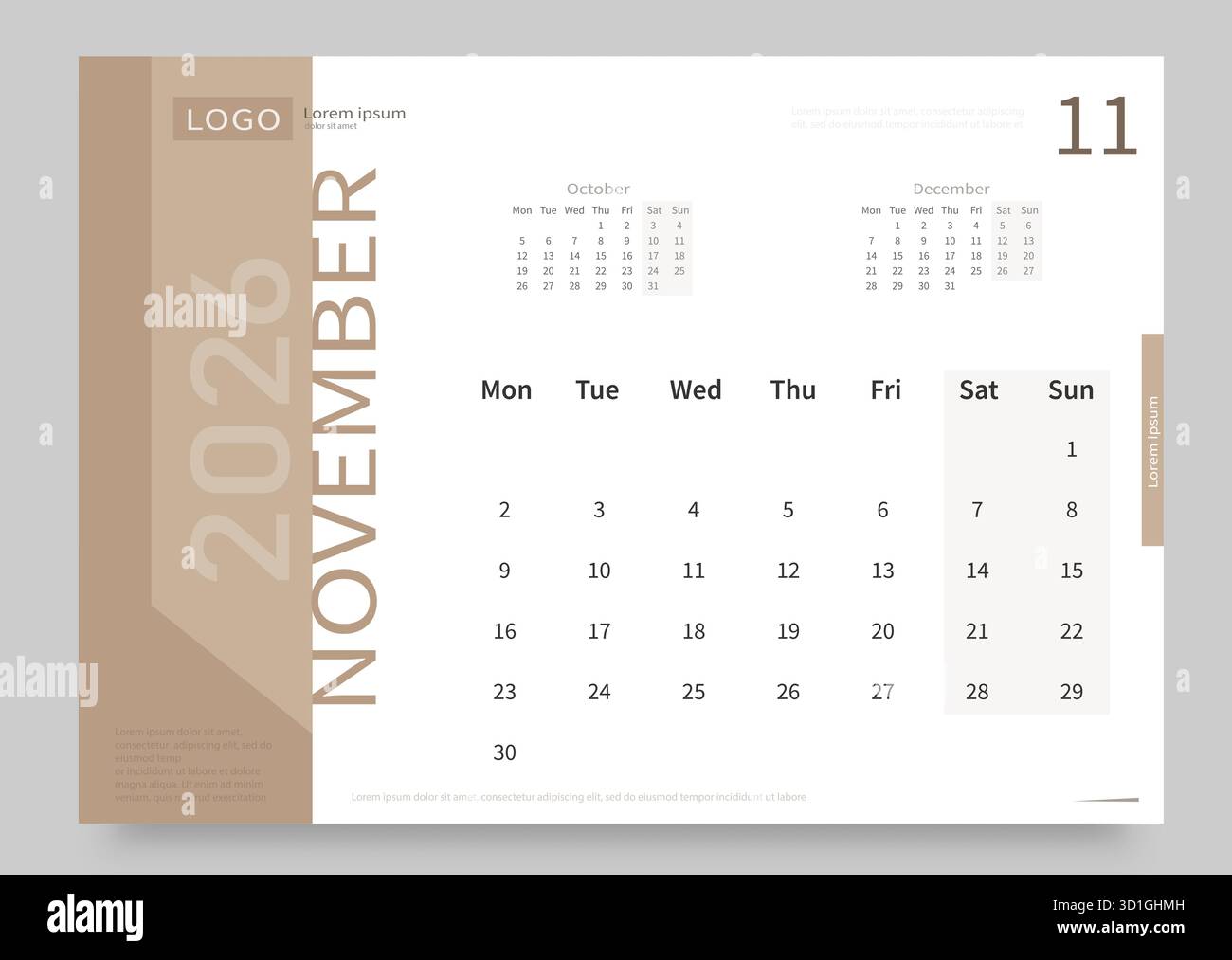 The calendar for November 2026 is white and beige. The layout of the ...