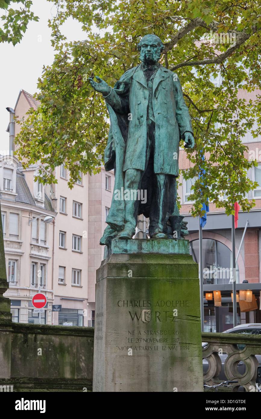 Bronze statue of Charles Adolphe Wurtz Strasbourg Stock Photo