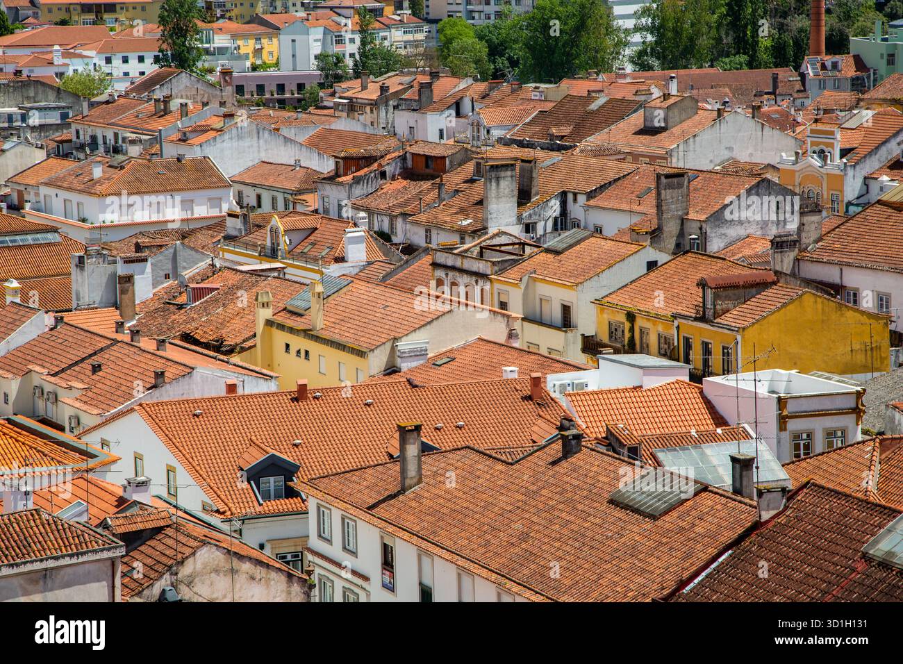 Roof top view of the Portuguese city of Tomar Stock Photo
