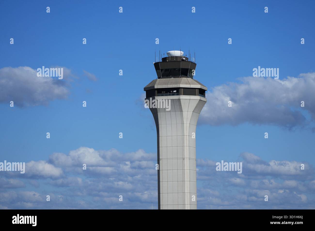 The control tower is shown at Detroit Metropolitan Wayne County Airport ...