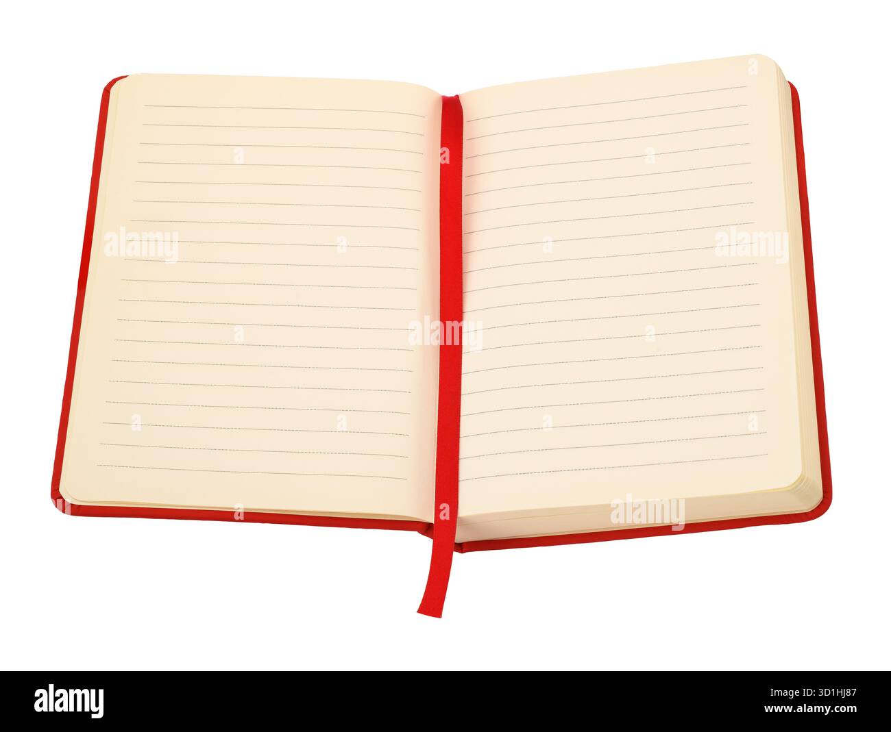 Paperbook with red ribbon isolated on withe Stock Photo