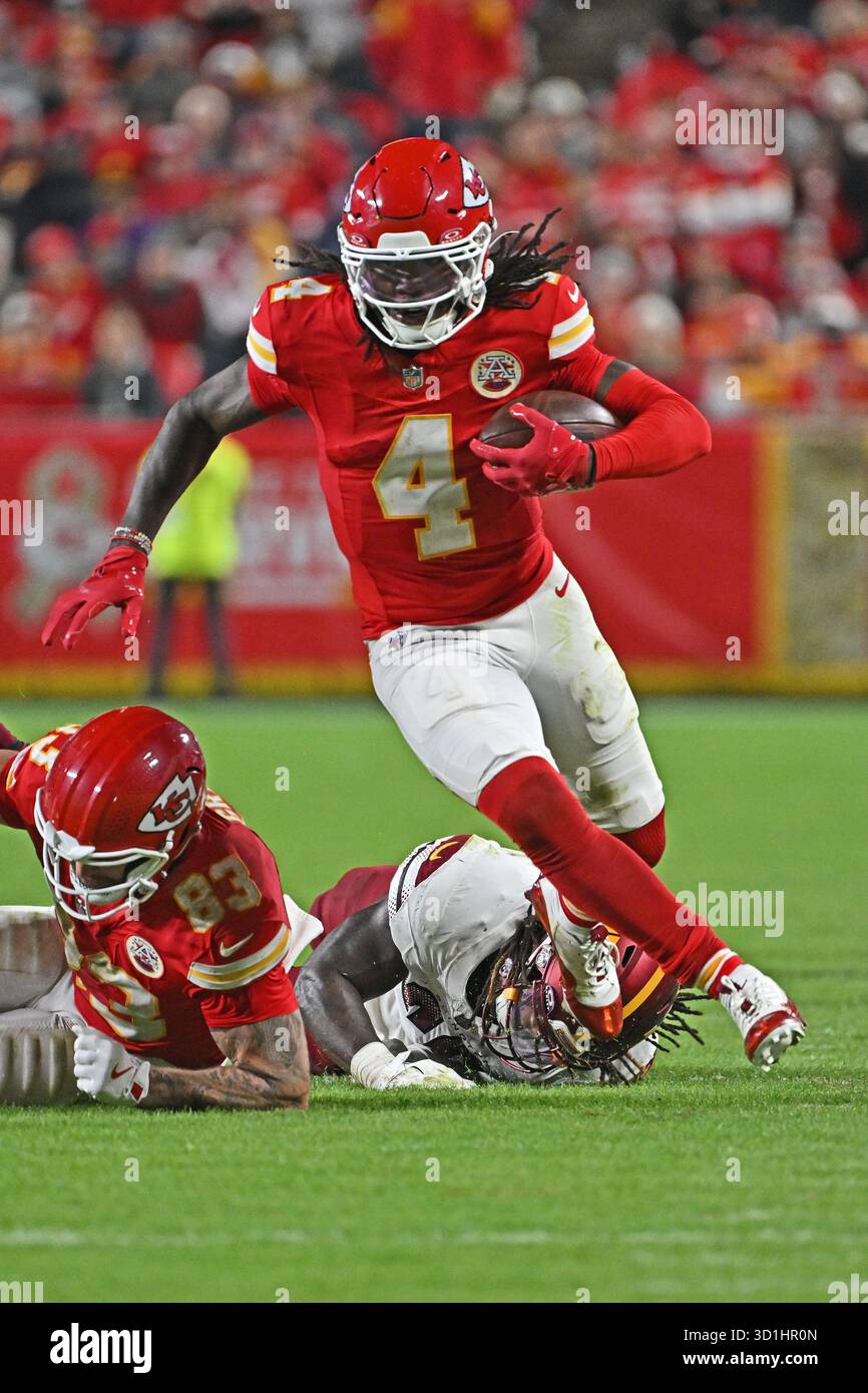 Kansas City Chiefs wide receiver Rashee Rice (4) runs down field during ...