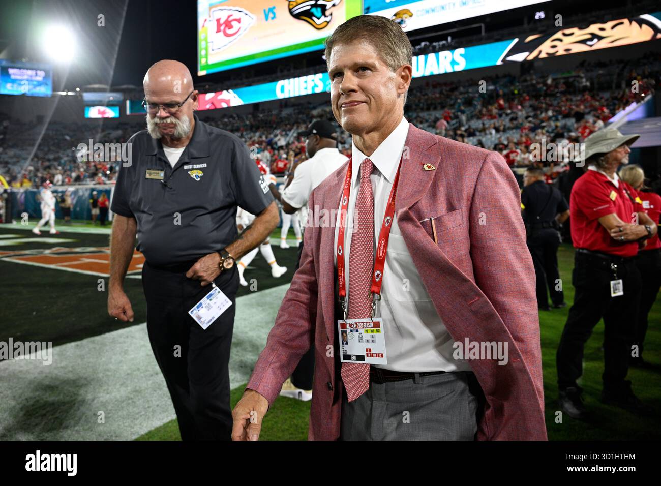 Kansas City Chiefs CEO Clark Hunt, front, walks along the sideline as ...