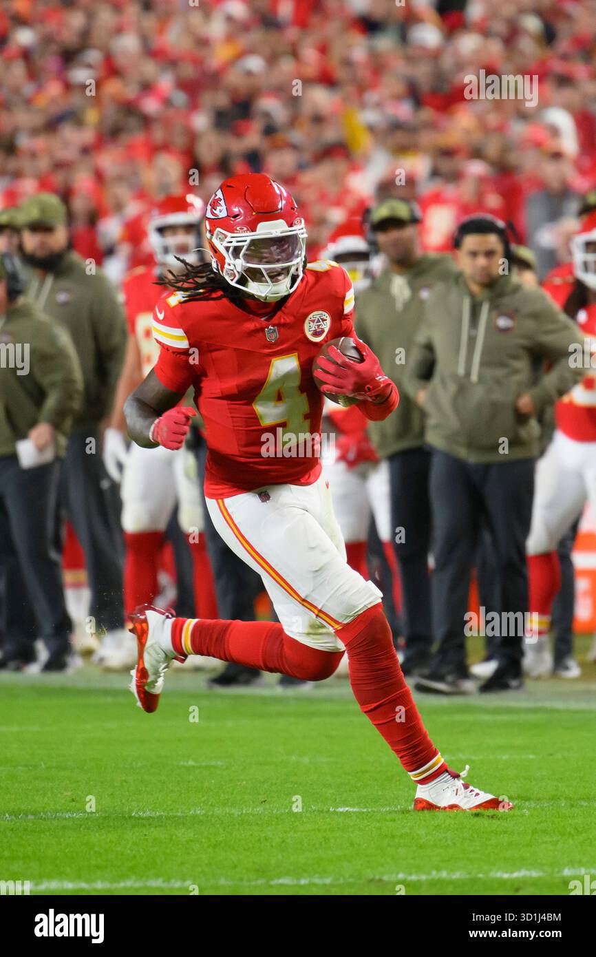 Kansas City Chiefs wide receiver Rashee Rice carries the ball against ...