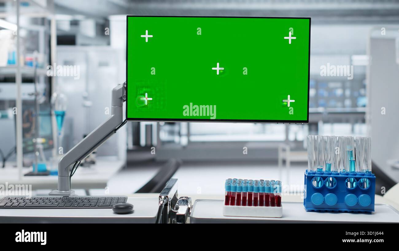 Research Computer Screen Isolated mockup screen in empty clinical research laboratory with ...