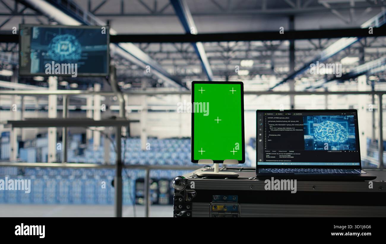 Isolated screen tablet in data center training infrastructure for AI ...