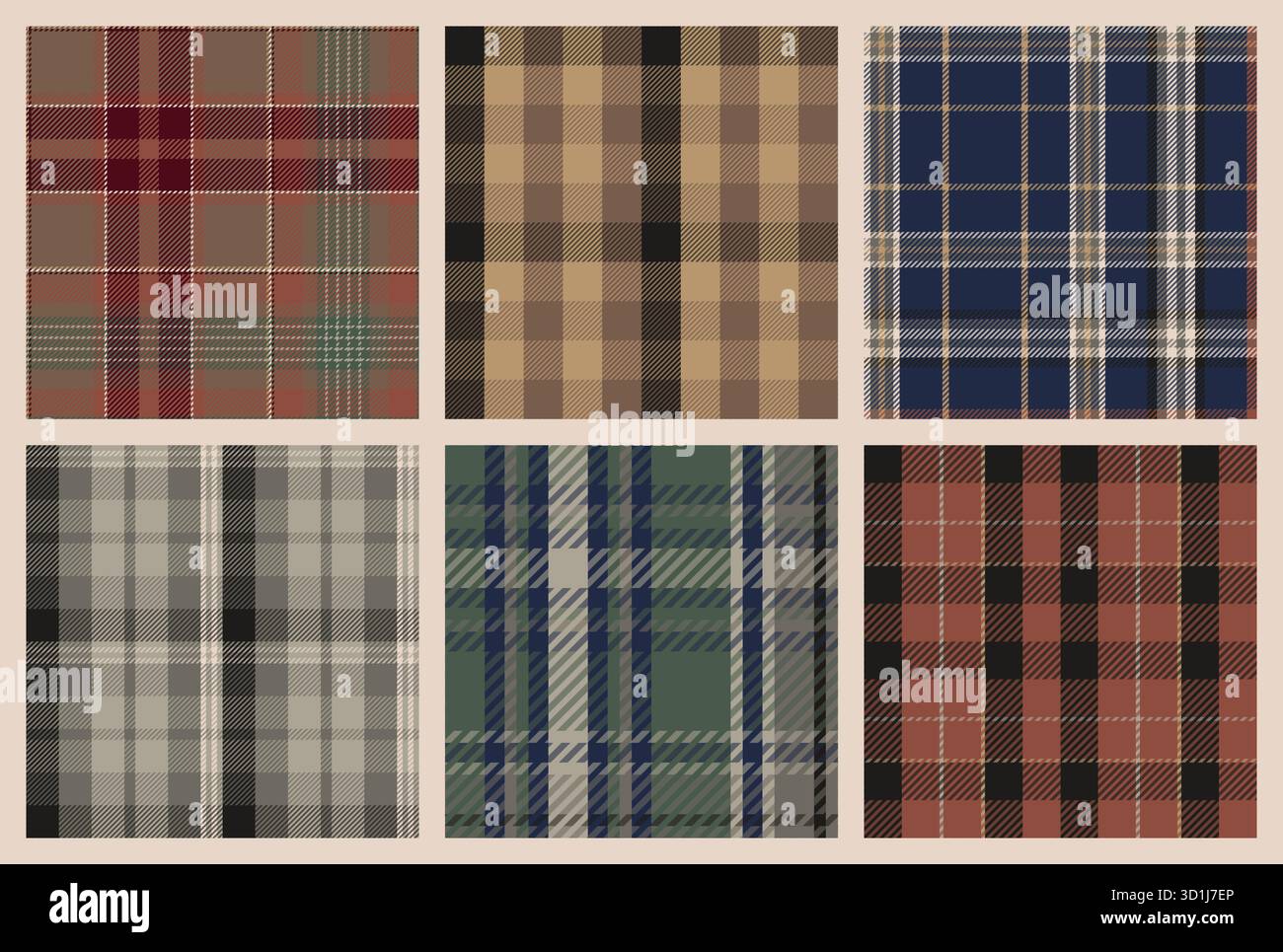Tartan Plaid Seamless Patterns Bundle. Retro tiles Stock Vector