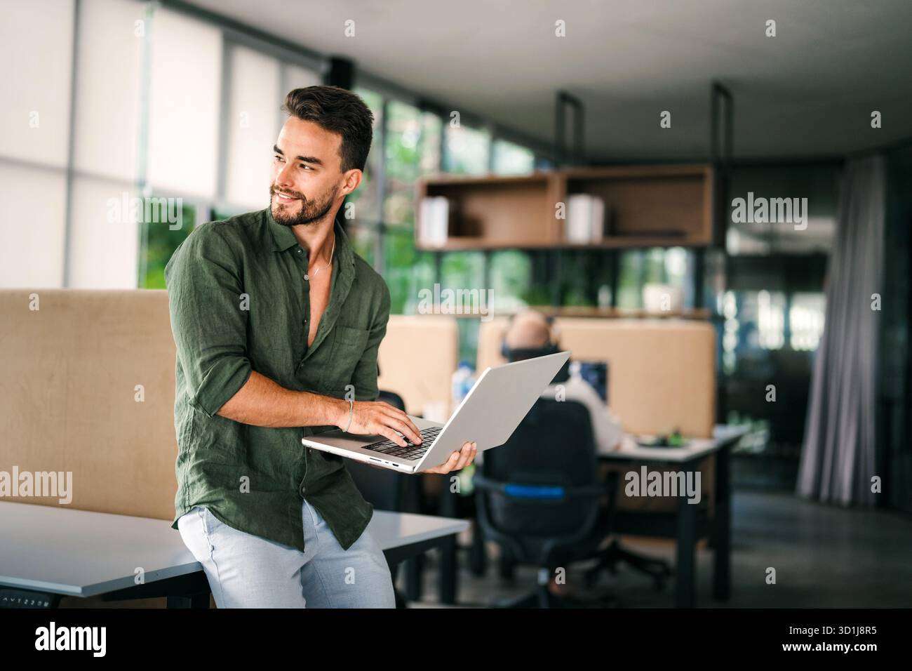 Software engineer using laptop computer with global network connection, Technology, innovation Stock Photo