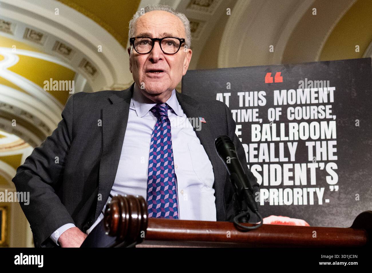 Senate Minority Leader Chuck Schumer (D-NY) speaking at a press ...