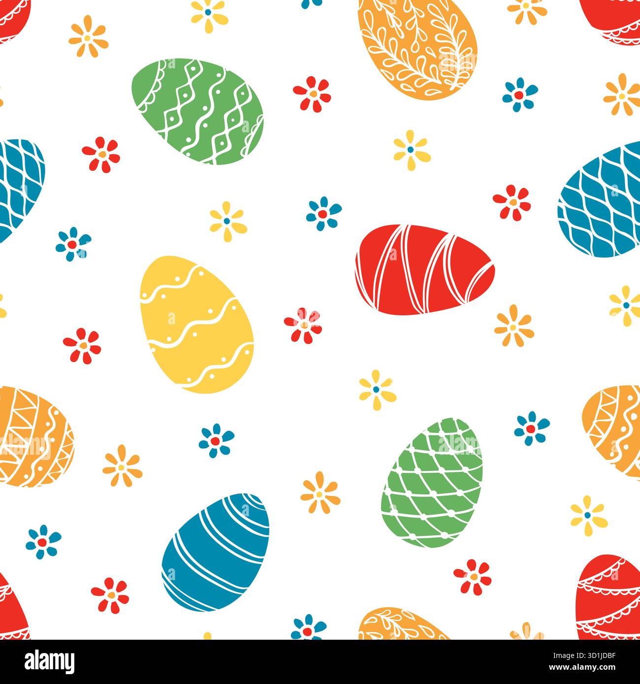 Beautiful seamless pattern of doodle easter eggs. design background greeting cards and invitations to the Easter. Stock Vector