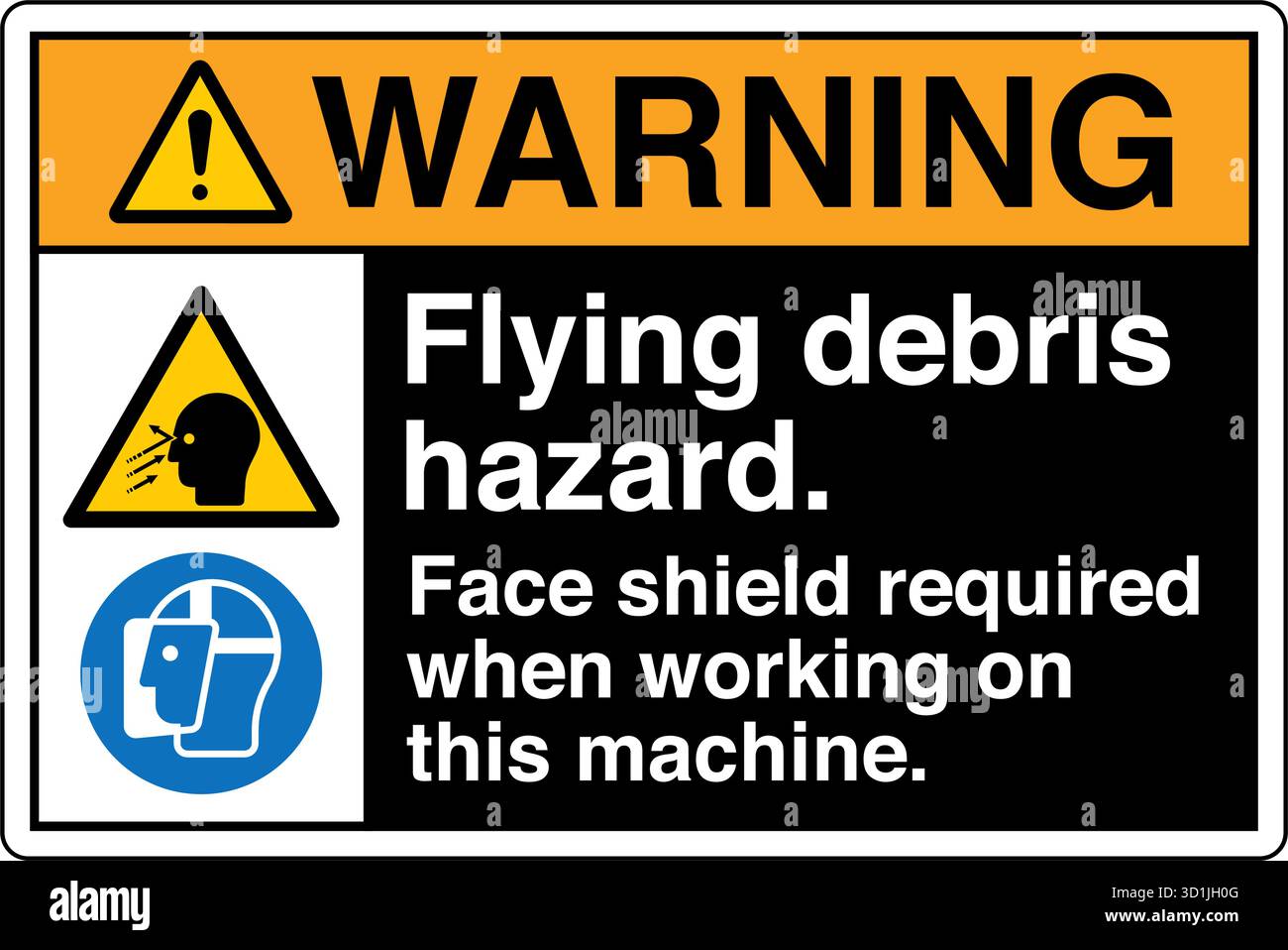 Flying Object Injuries Safety Sign – Flying Debris Hazard warns of potential injury from ...