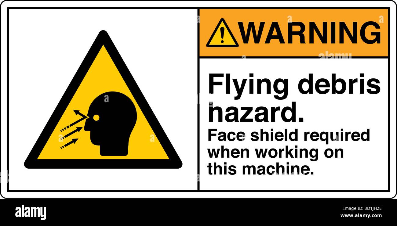 Flying Object Injuries Safety Sign – Flying Debris Hazard warns of potential injury from ...