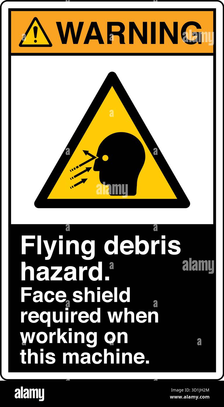Flying Object Injuries Safety Sign – Flying Debris Hazard warns of potential injury from ...