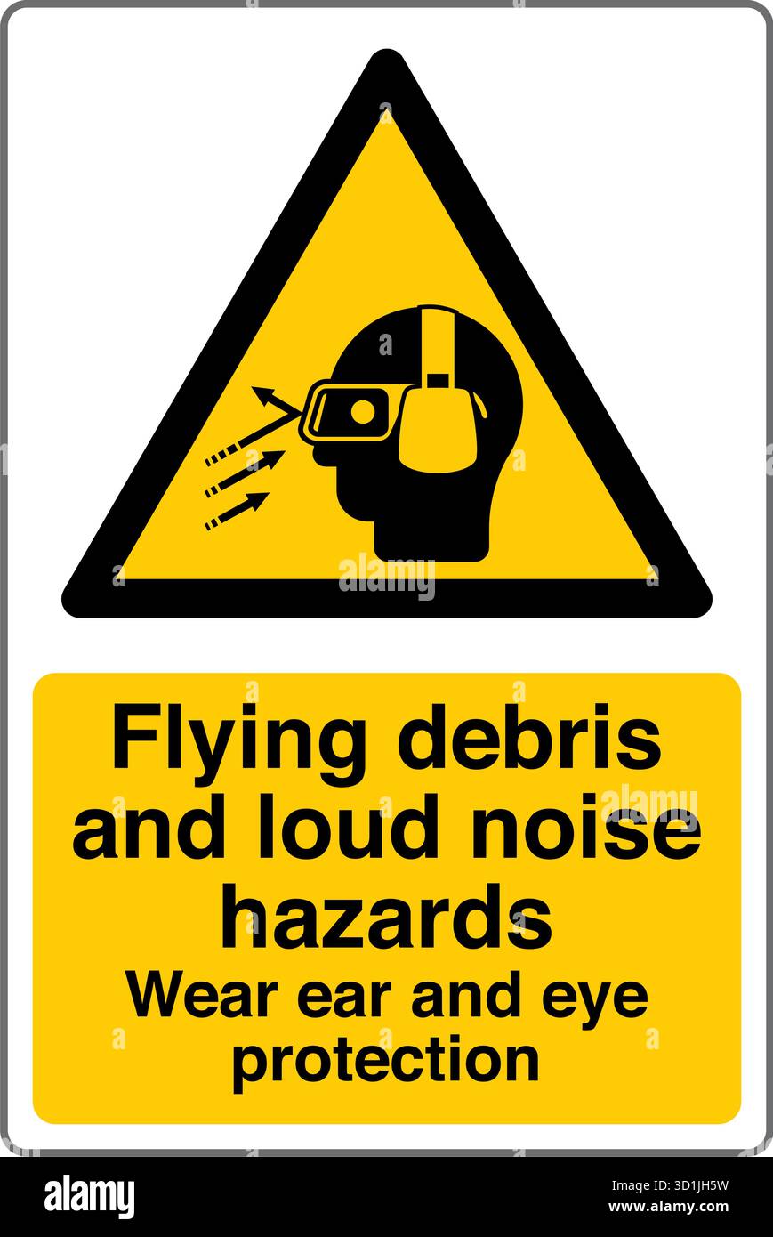 Flying Object Injuries Safety Sign – Flying Debris Hazard warns of potential injury from ...