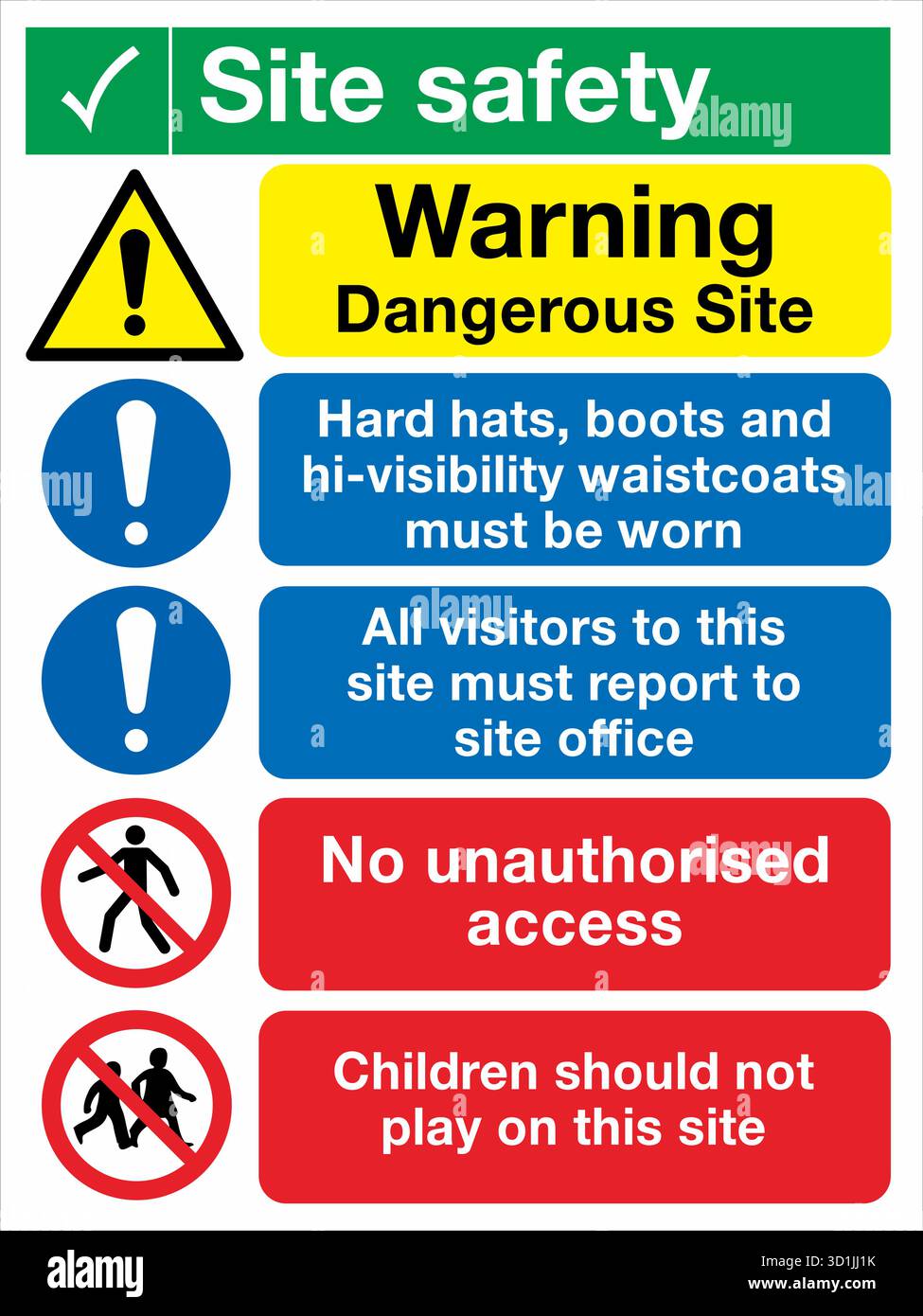 Multi Message Site Safety Sign displays multiple safety instructions in ...