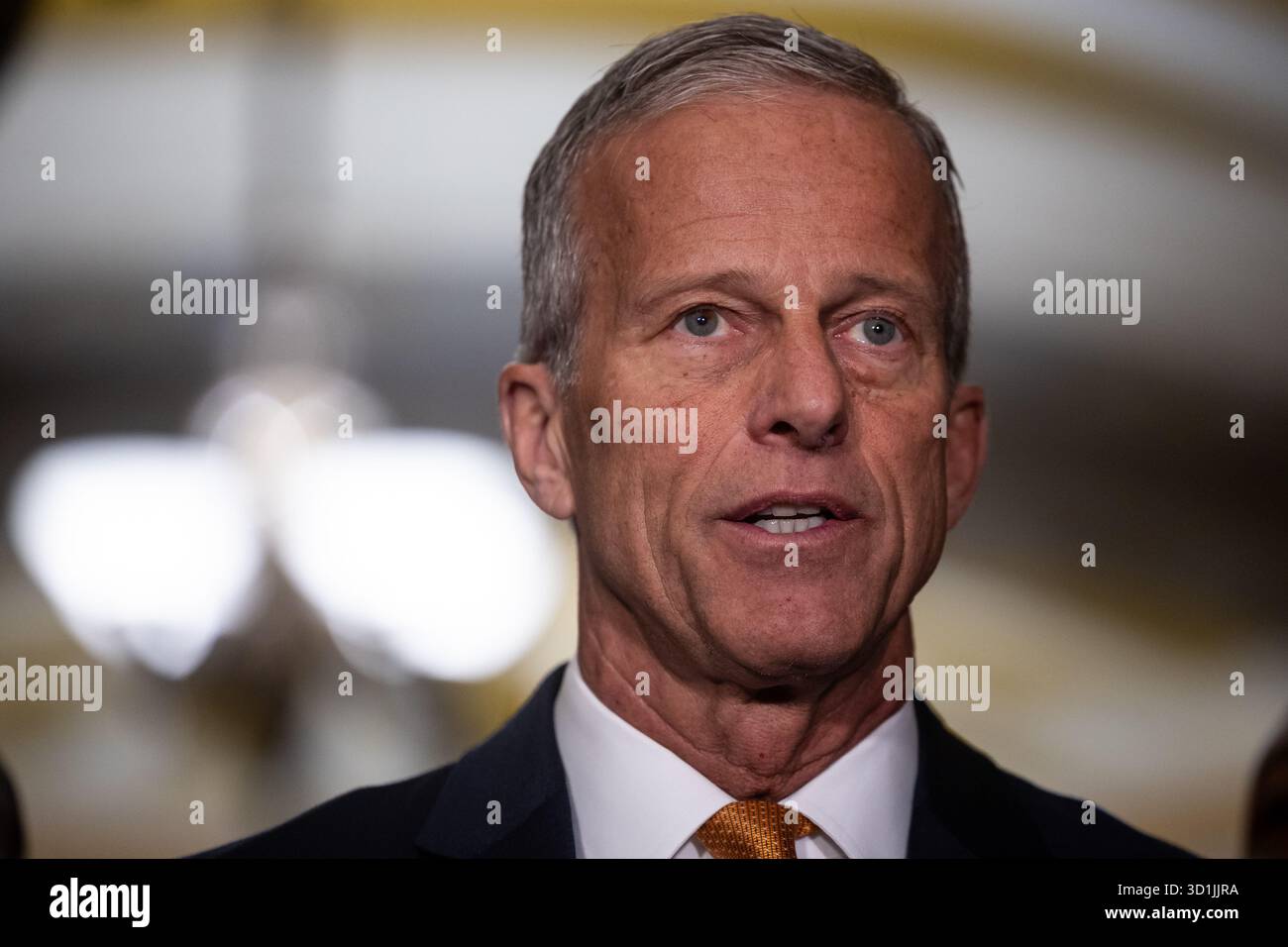Senate Majority Leader John Thune (R-S.D.) speaks during a press ...